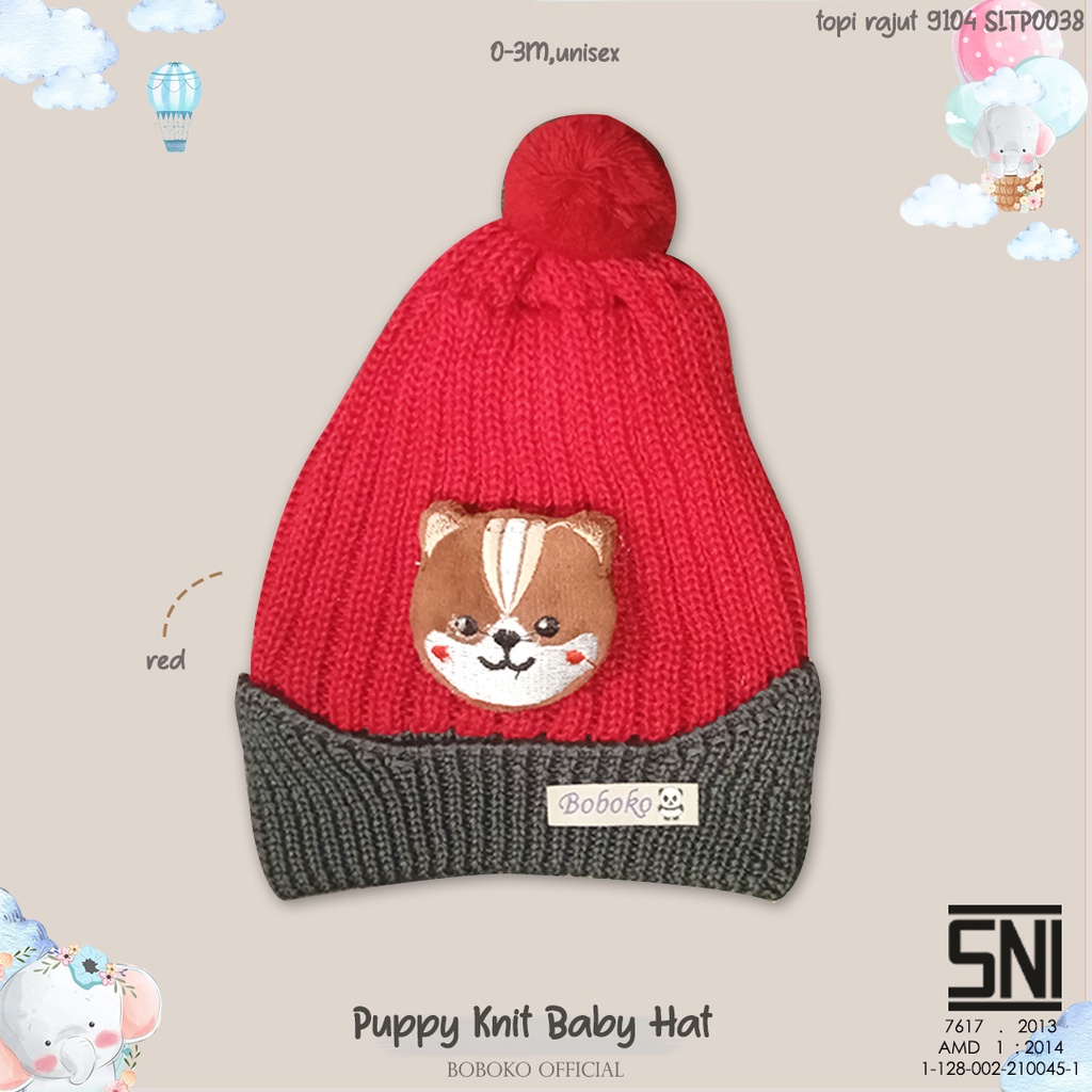 BOBOKO Topi Bayi Rajut Puppy Knit Baby Hat 0-4 bulan