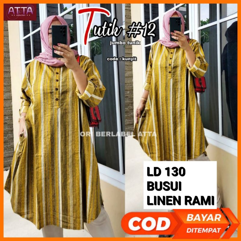 [TERMURAH] TUNIK XXXL WANITA ATASAN BUSUI JUMBO BIG SIZE BAHAN ADEM NYAMAN LINEN RAMI PREMIUM LD 130