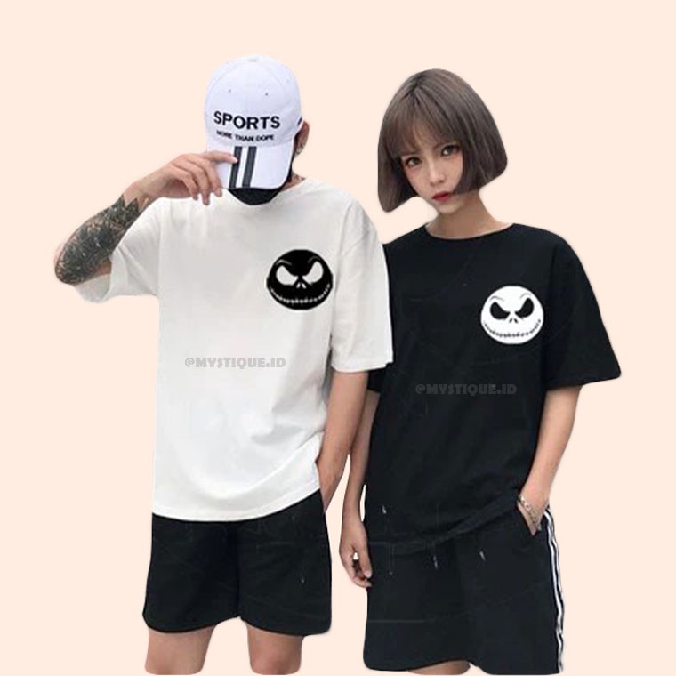 Kaos Pasangan Tshirt Couple Hallowen Tengkorak Lucu Serasi