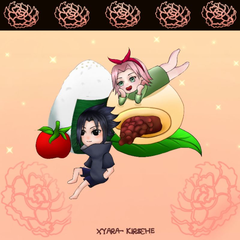 Sakura Sasuke Sasusaku couple keychain by me