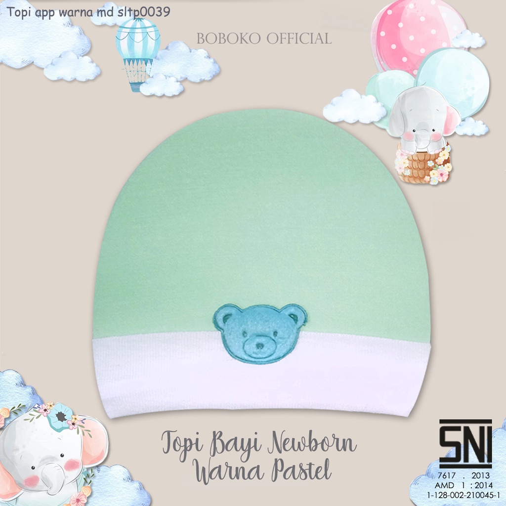 BOBOKO Topi Bayi Newborn Warna Pastel 0-3 bulan