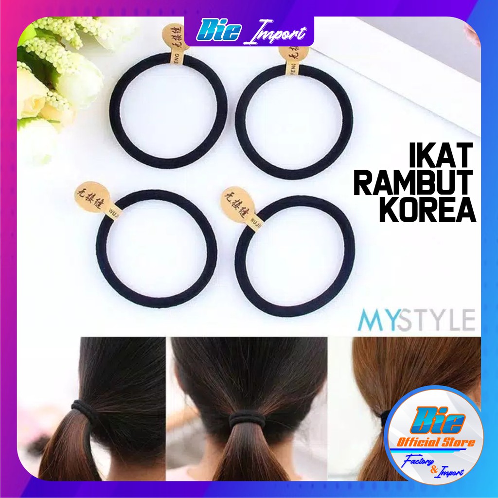 Ikat Rambut Dewasa Polos Hitam Jumbo Elastis Korea Style Import / Kunciran rambut