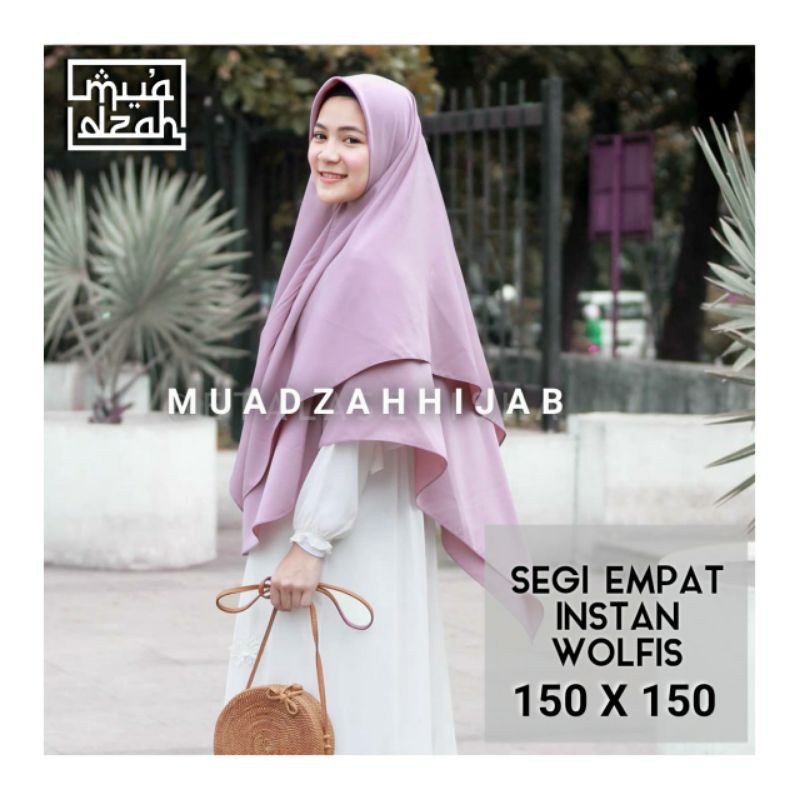 JILBAB / HIJAB SEGI EMPAT INSTAN 150 X 150 SYARI WOLFIS POLOS
