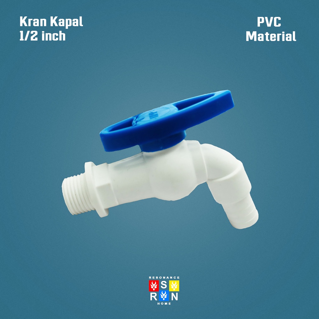 Kran Air PVC Kapal 1/2 Inci Keran Tembok Kamar Mandi Resonance Home