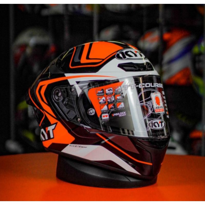 Helm KYT TT Course Overtech Black Orange Fluo
