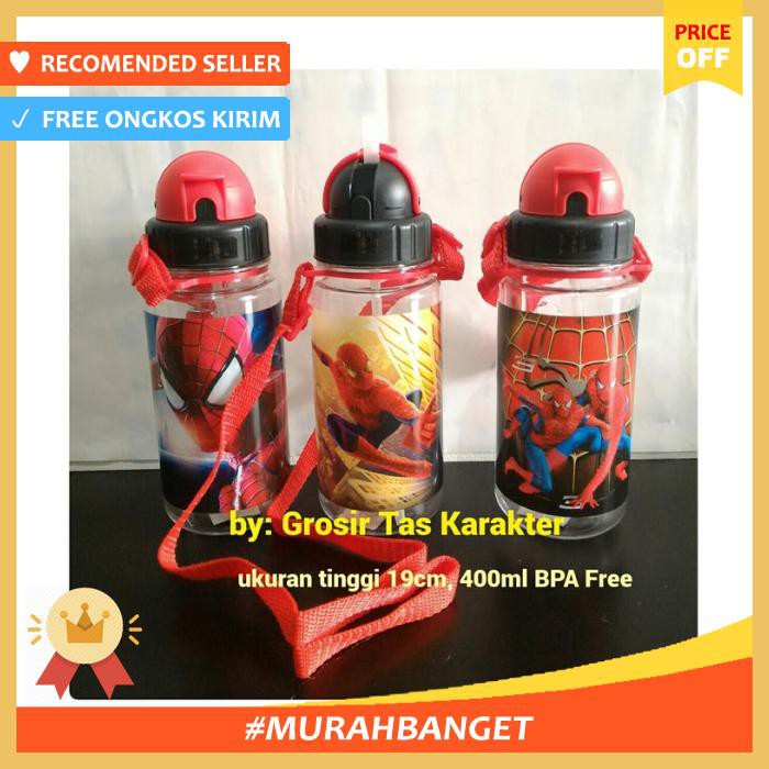 Tempat Botol Minum Anak Cowok Karakter Spiderman 400Ml Sekolah - Bekal - Botol Minum & Termos