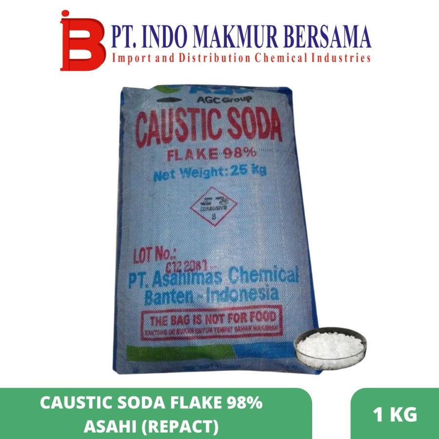 Caustic Soda Flake 98% Asahi - Naoh Lokal - Soda Api Asahi 1 KG