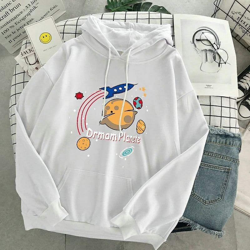 Sweater Hodie Wanita Motif Drman Planet l Sweter Bahan BABYTERRY