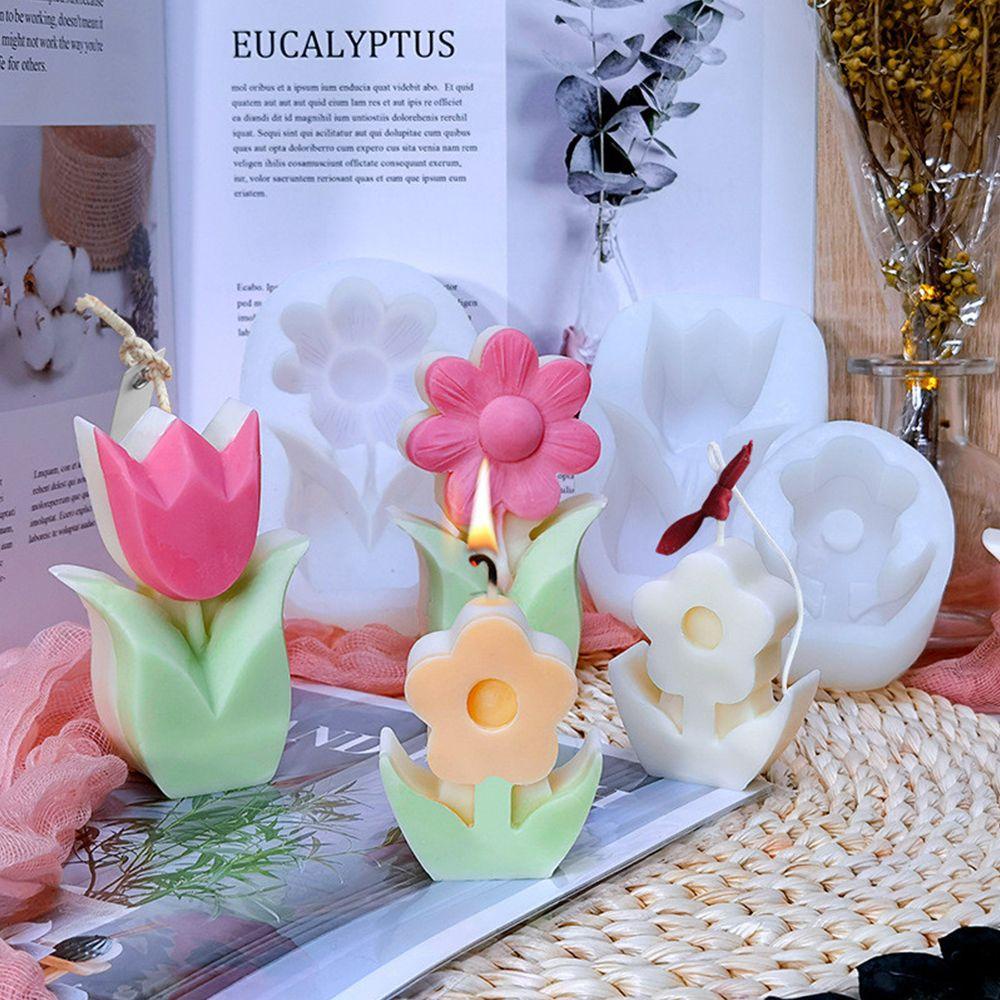 Cetakan Lilin Aromaterapi Bentuk Bunga Tulip 3D Bahan Resin