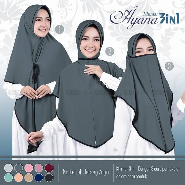 Hijab Khimar Cadar Ayana 3in1