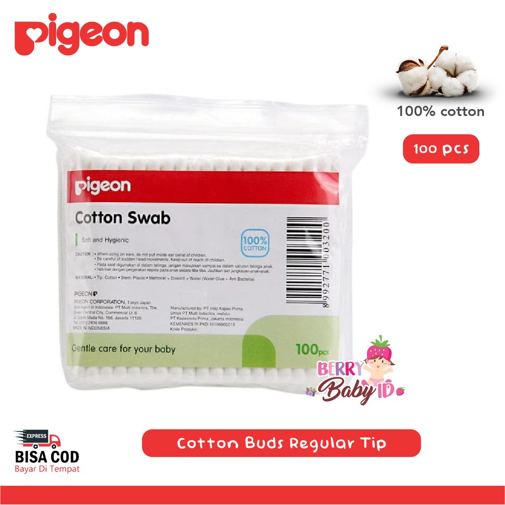 Pigeon Cotton Swab Korek Kuping Bayi Dewasa Cotton Buds Regular Tip Berry Mart