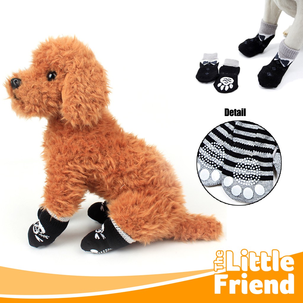 Kaos Kaki Katun Anti Slip untuk Hewan Anjing Kucing Motif Lucu Random