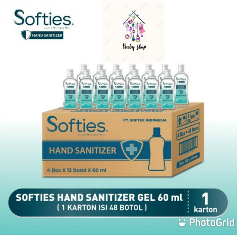 Hand sanitizer softies gel 60 ml 1 karton (48 botol)