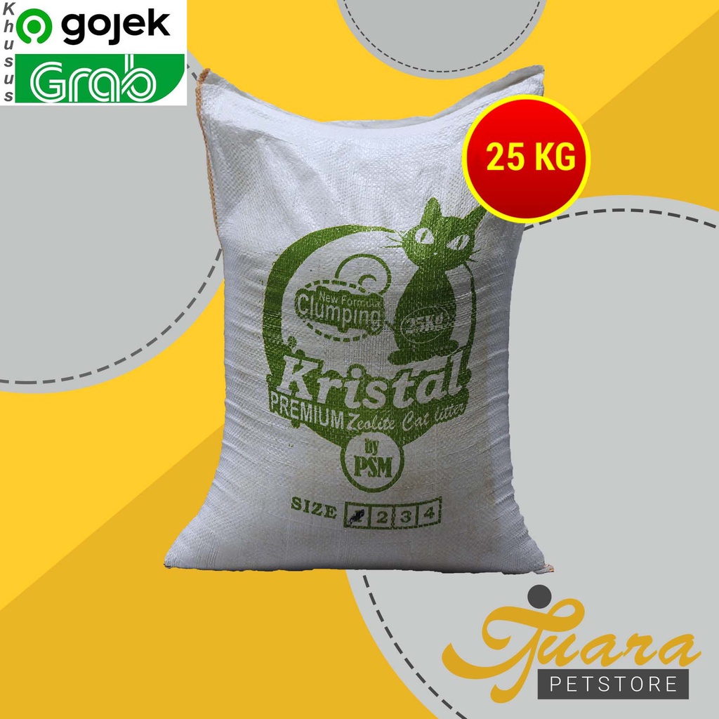 [GOJEK] Pasir Kucing Zeolit /Cat Sand Zeloit Zeolite 25 Kg Tidak Gumpal Wangi Untuk pup merk kristal