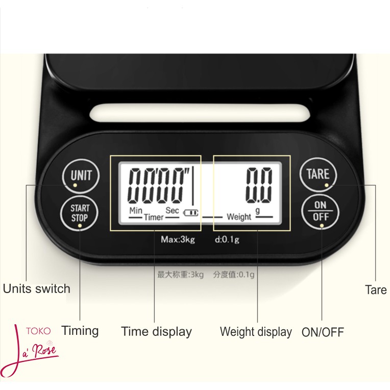 Timbangan Kopi Digital 3KG / 0,1gr Timer Drip Coffee Scale V60 Digital Scale