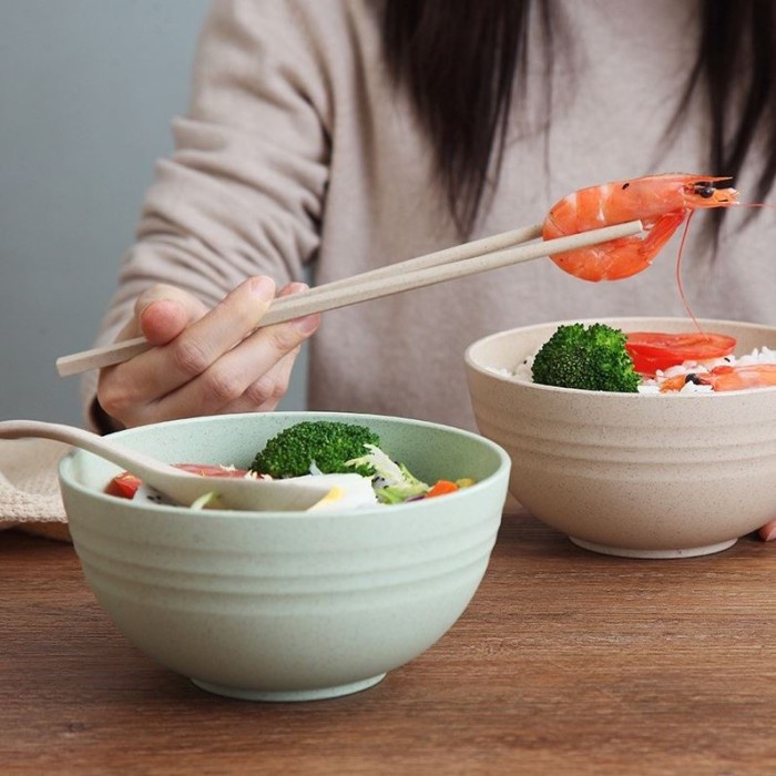 Mangkok Wheat straw Bowl Mangkuk Plastik Microwave Warna Jerami Gandum Plastik