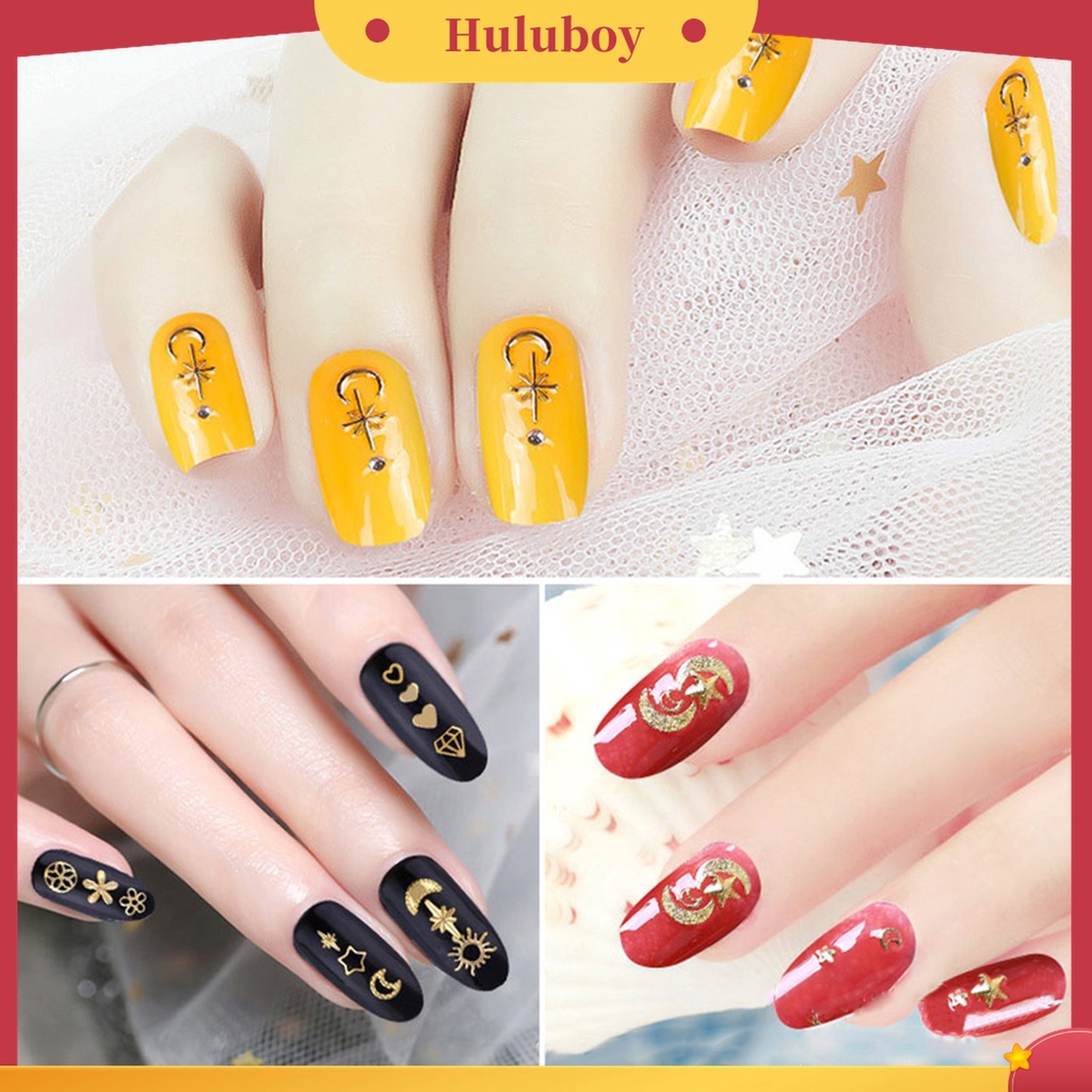 Huluboy Huluboy♡ Stiker Kuku Desain Bulan Bintang 3D Untuk Dekorasi Nail Art