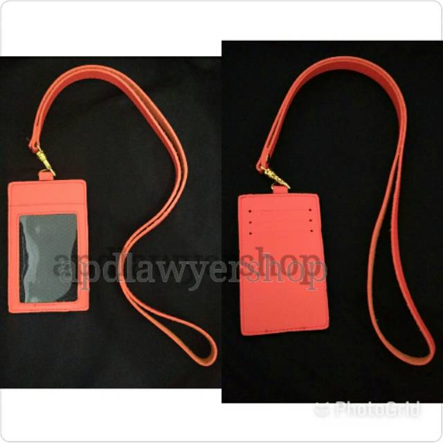 

Name Tag Id Card kulit Tali Merah Kwalitas Bagus