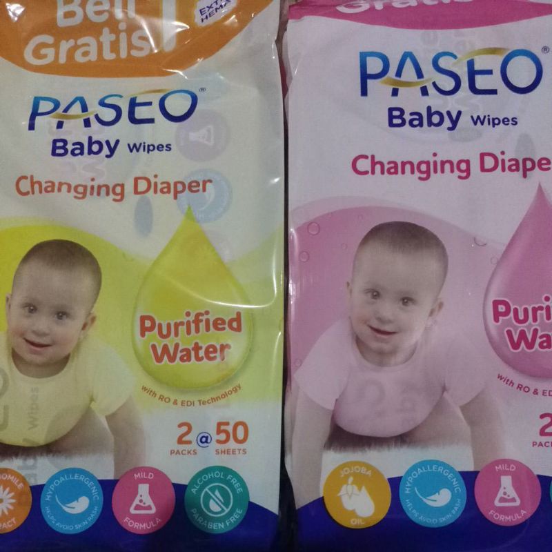 Paseo Baby Wipes 50's buy 1 get 1
