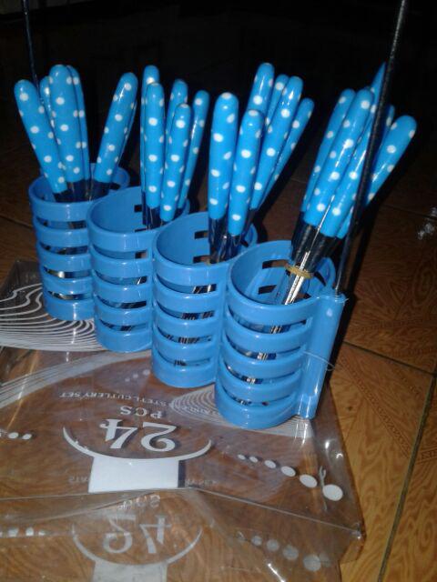 [ Grosiran ] Sendok Polkadot / Sendok Stainless Polkadot Isi 24 Pcs