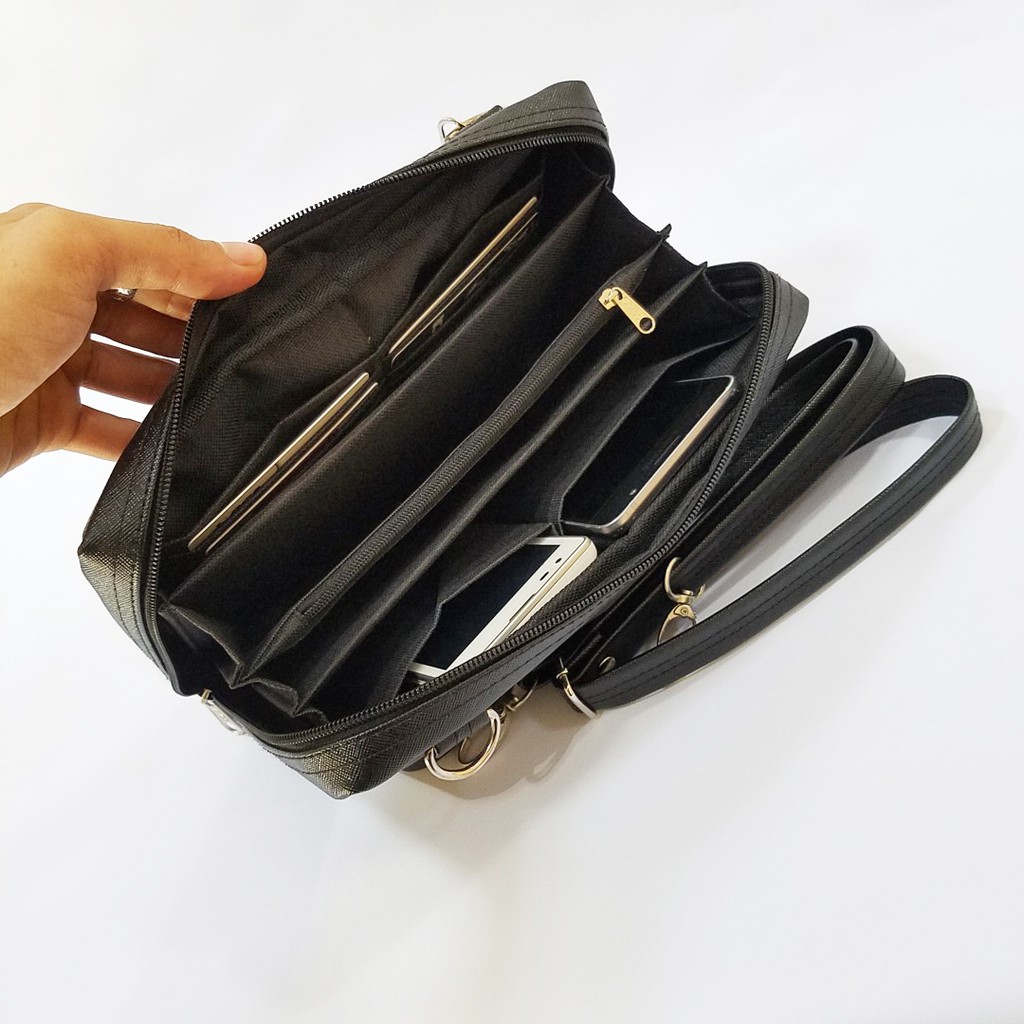 Exclusive Black Taiga Tas Dompet Wanita Multifungsi / Tas Clucth Pesta Cantik / Hand Bag HPO