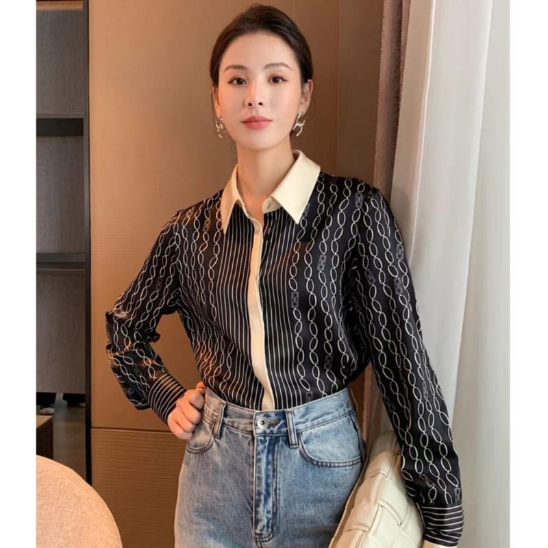 MDLV ~ 2420 Nedella Hidden Button Shirt Kemeja Premium Kemeja Korea Kemeja Import Blouse Premium Blouse Korea Blouse Import Fashion Import