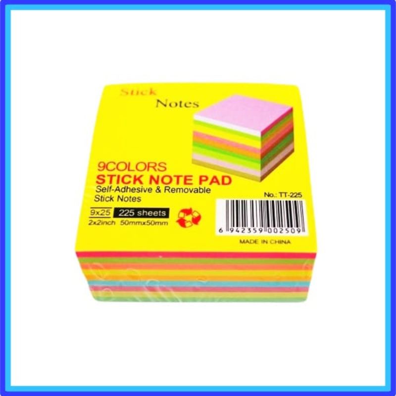 

STICKY NOTES RAINBOW 50mmx50mm/250 SHEET MEMO TEMPEL 9 WARNA