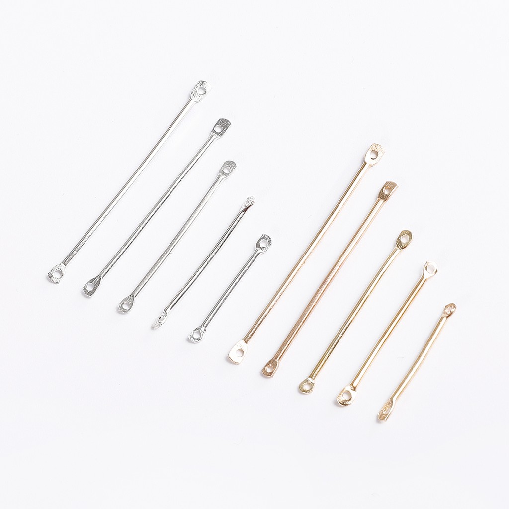 50 PCS Gold Rhodium Color Two Hole Connecting Rods Earrings Finding For Korea Minimalist Geometric DIY Handmade Accessories