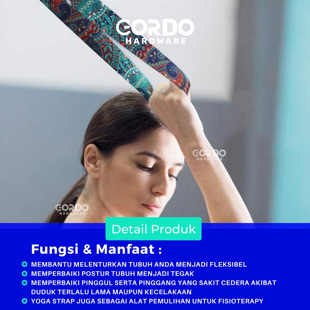 Yoga Strap Motif Tali Yoga Pilates / Yoga Belt / Yoga D ring Fitness Gym Sport Pilates by Gordo Hardware⁣