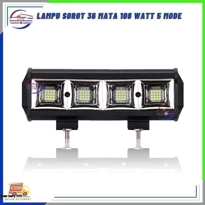 Lampu Led Variasi Tembak Sorot Putih Kuning Kabut Depan 4 Kotak Mobil Universal Truk Truck 12-24 Vol