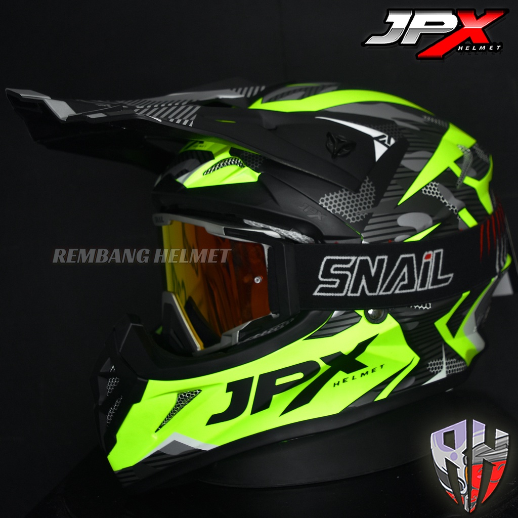HELM JPX CROSS_FOX1 X35 - YELLOW DOFF PAKET GANTENG GOOGLE SNAIL HELM JPX KLX ORIGINAL HELMET MOTO TRAIL SUPERMOTO HELM FULL FACE MOTO CROSS TERBAIK-MX40 MATT GREY/RED