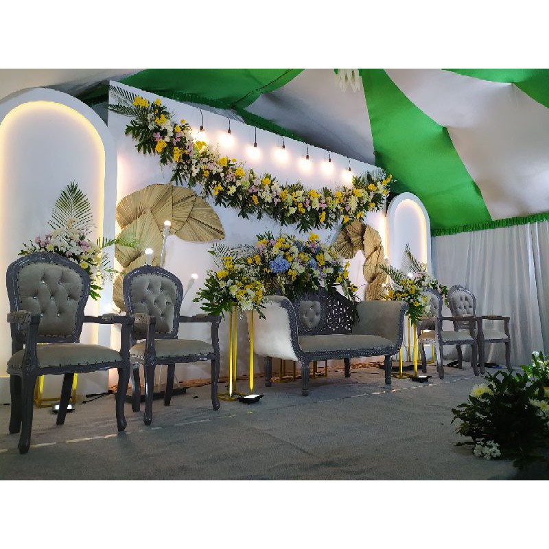 kursi pelaminan minimalis modern padi kayu jati