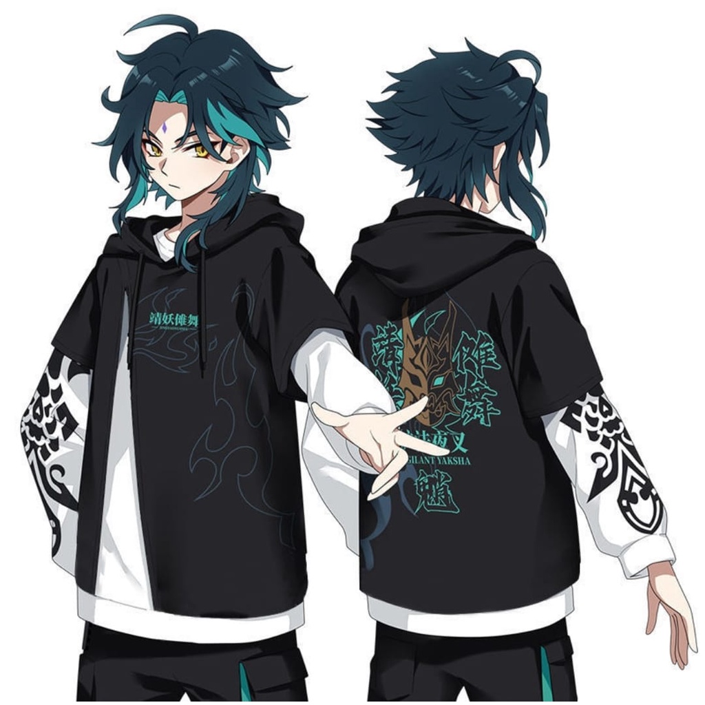 (COD) HOODIE GENSHIN IMPACT XIAO BLACK FLAMES