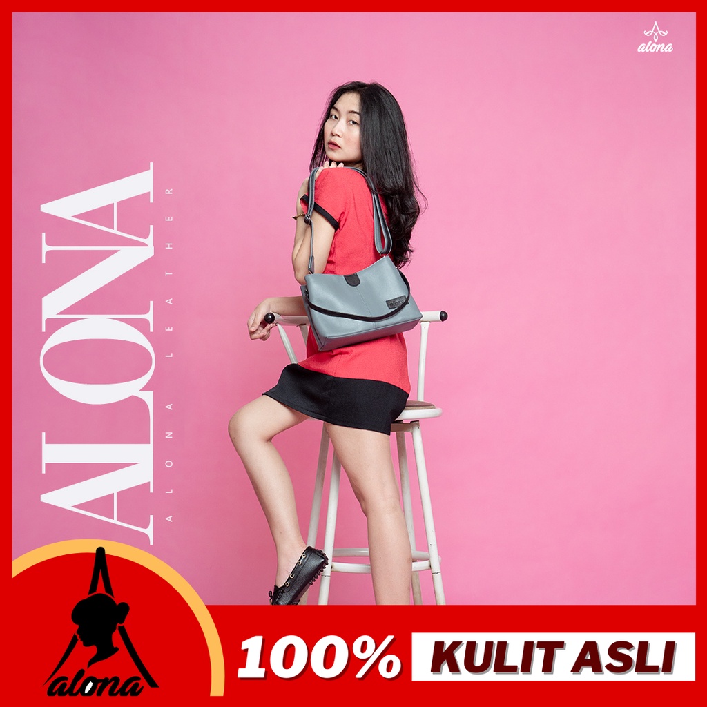 Tas Selempang Kulit Wanita Alona Ruby Sling Bag Branded Original Kulit Sapi Asli Premium