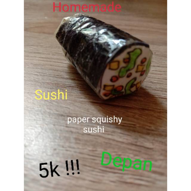 Homemade paper squishy sushi slow murah.
