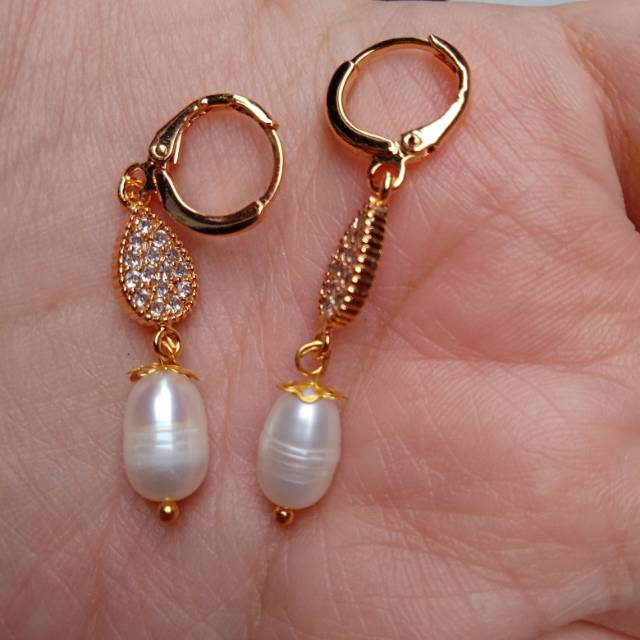 Anting mutiara asli lapis emas | mutiara hanan