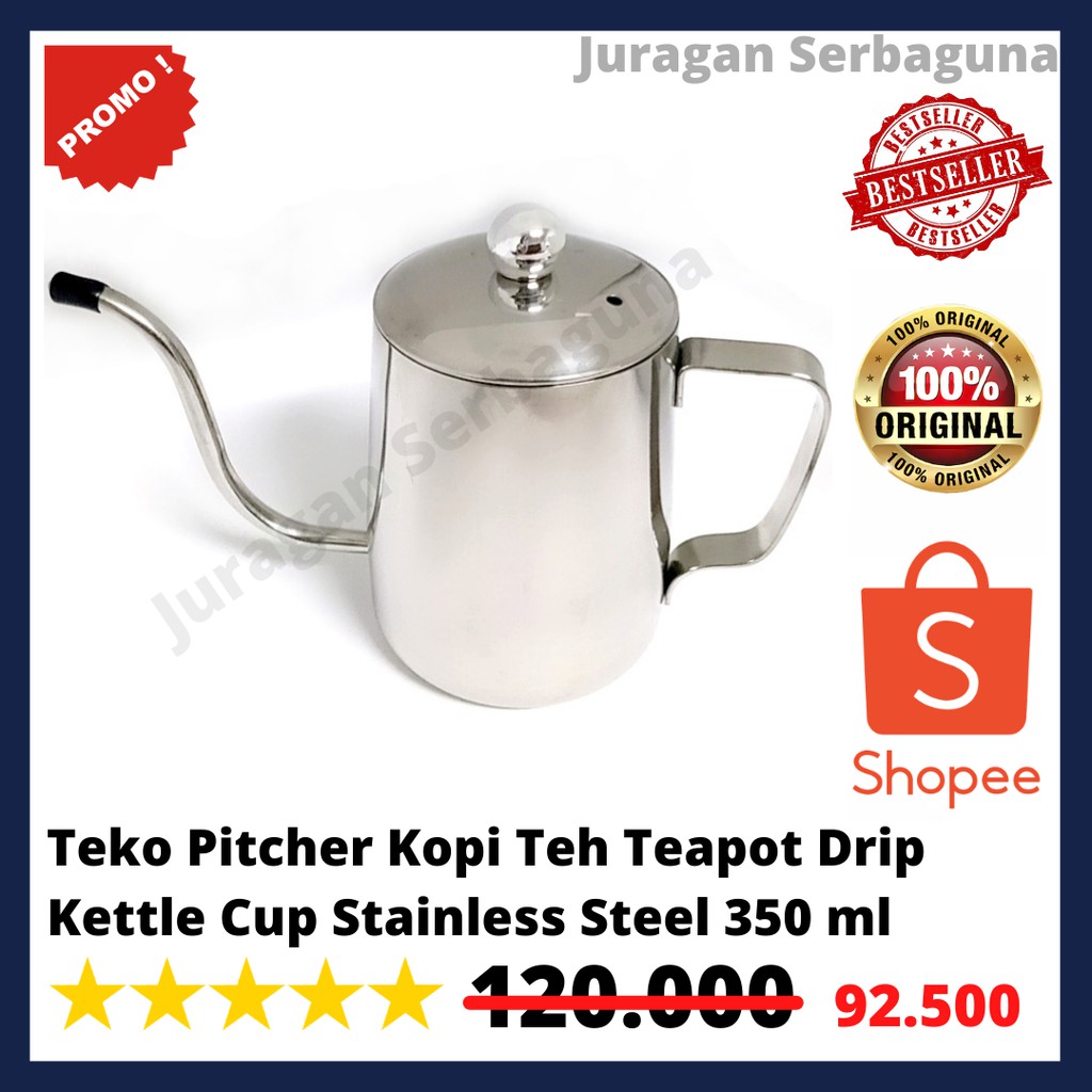 Teko Pitcher Kopi Teh Teapot Drip Kettle Cup Stainless Steel 350 ml