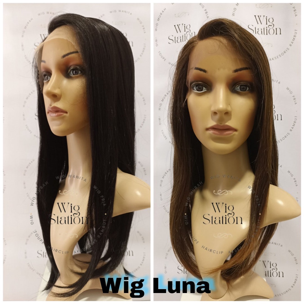 Wig Luna Lace Front Wig Long Straight Panjang 50cm Wig Rambut Palsu Bisa DIcatok