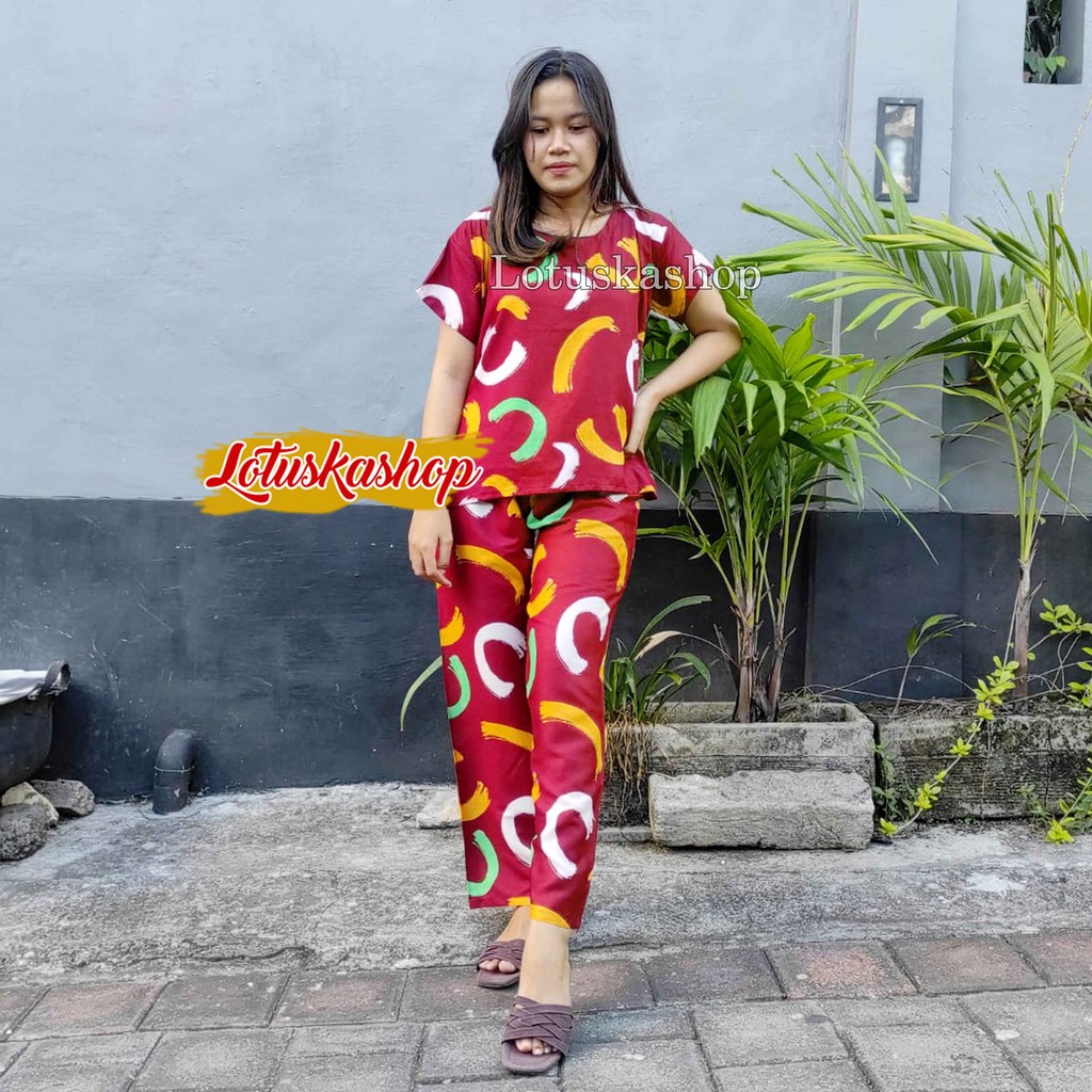 Babydoll Setelan Panjang Cowton Kayu-Ezata Maron