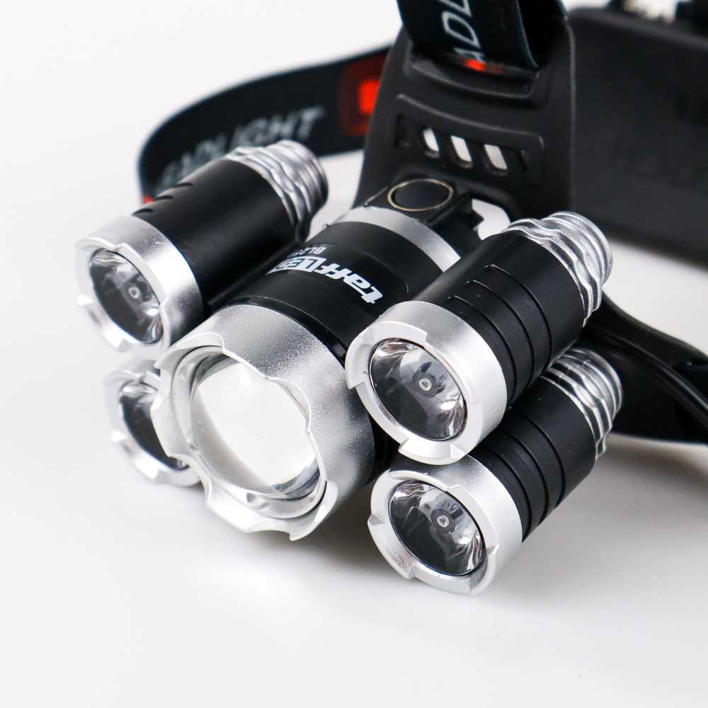 TaffLED Headlamp Senter Kepala LED Light Cree XML T6 + 4 XPE 40000Lumen 18650+Charger BL254