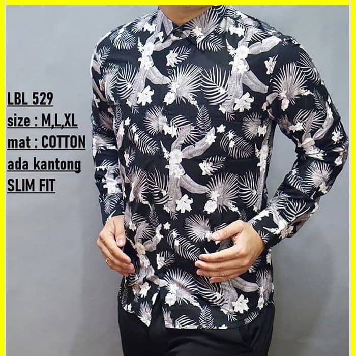 KEMEJA PRIA BATIK LENGAN PANJANG HEM BAHAN KATUN HALUS 40S LBL 529 MEWAH PREMIUM BAJU ELEGANT SIZE M L XL  SKU MS PENDEK JAKARTA PLATINUM