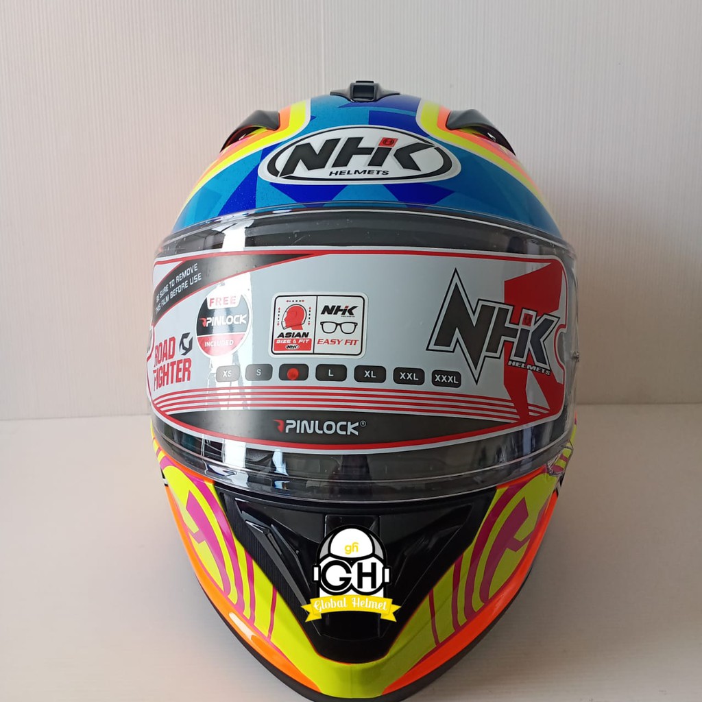 HELM NHK FULL FACE NHK GP PRIME MOTIF FORTIUS ORANGE FLO BLUE YELLOW PINK