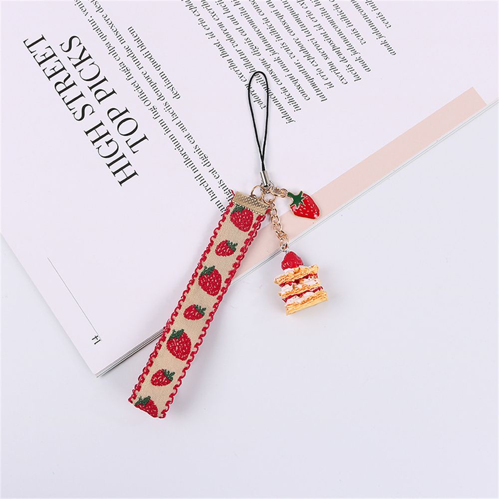 LANFY Cake Decor Gift Phone Straps for Keys Mobile Phone Hang Rope Strap Lanyards Phone Accessories Key Ring Holder Phone Badge Strap Key Holders Webbings Ribbon Strawberry Cake Lanyards Strawberry Keychains