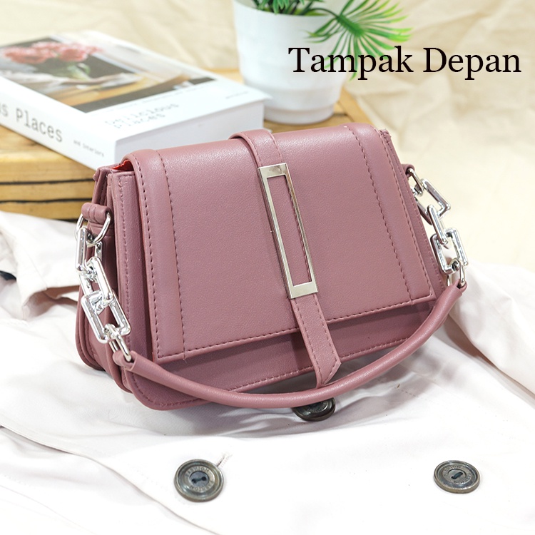 Promo !!! Tas slempang Wanita Rantai Korea Fashion Plat Lidah Satu-Slingbag wanita Korea-Tas Wanita Gratis ongkir