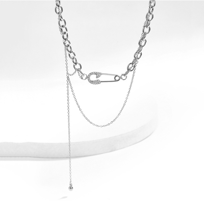 Kalung Rantai Klavikula Double Layer Dengan Liontin Bentuk Hati