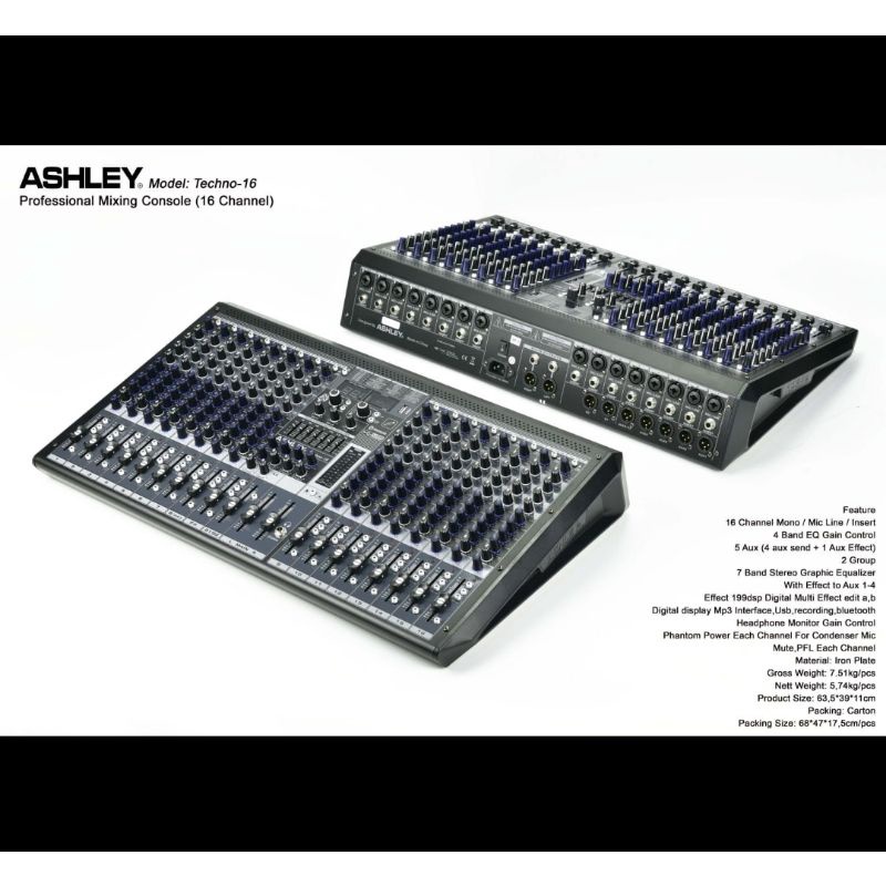 Mixer audio ashley techno16 techno 16 16CH original garansi