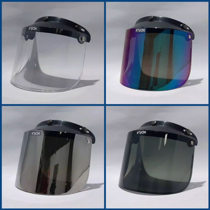 Kaca helm bogo datar merek injak /Kaca datar silver/kaca datar Pelangi