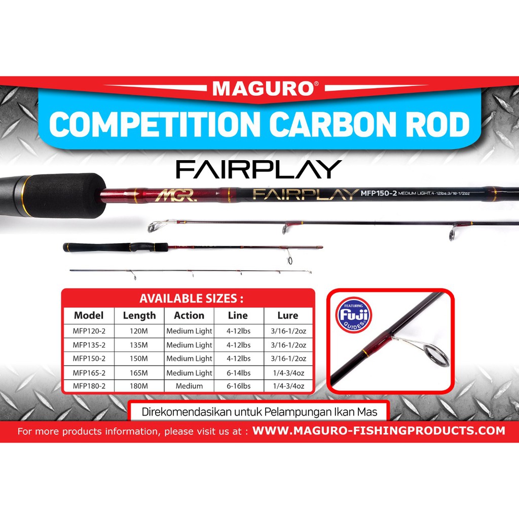 Joran Pancing Maguro Fairplay 120cm 4-12lb Fuji Guide