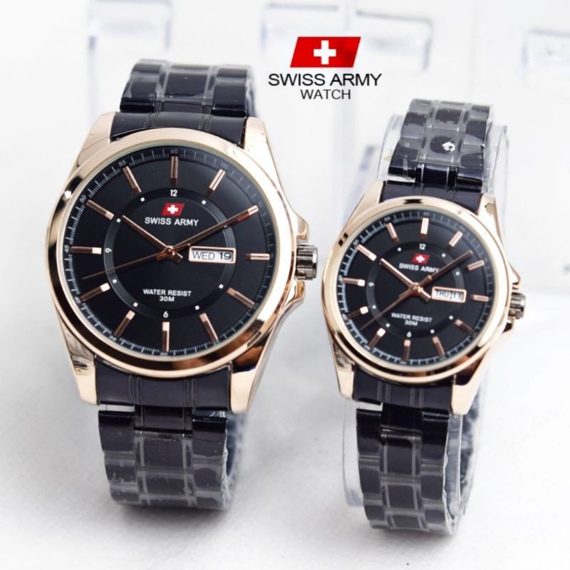 JAM COUPLE PRIA DAN WANITA TANGGAL AKTIF RANTAI STAINLIS STEEL