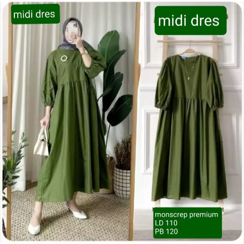 Midi dres wanita kekinian 2021